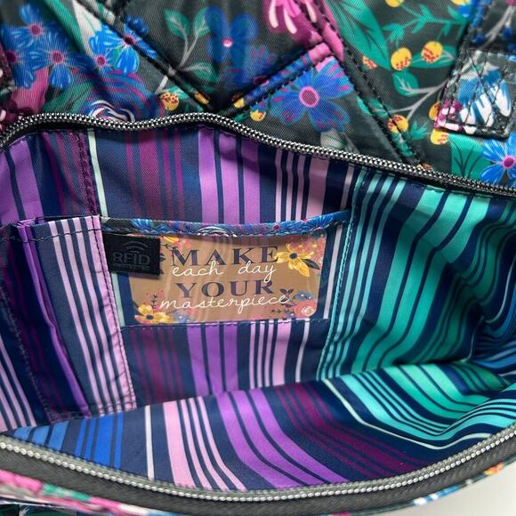 Lug Skyliner Tote Whimsy Black Floral Travel Trolley Sleeve Business Carry All - Picture 14 of 14